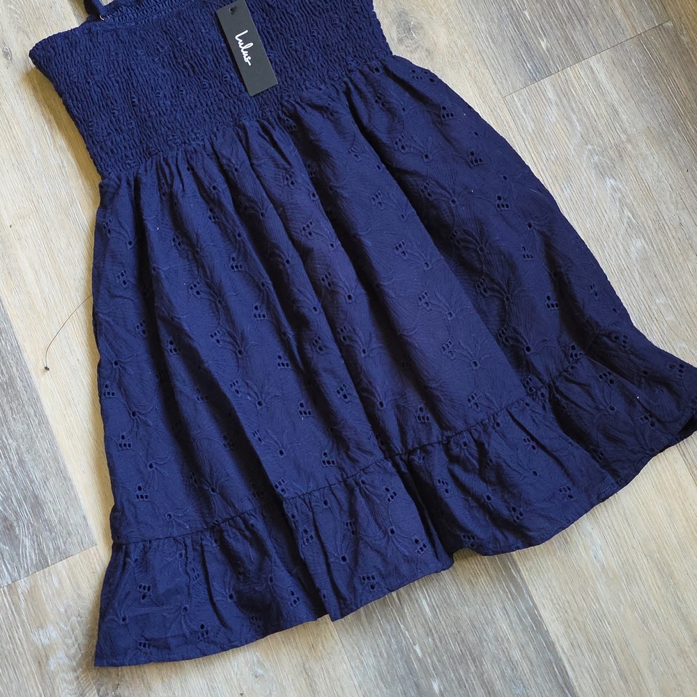 Lulu's Navy Eyelet Smocked Sundress - Picture 14 of 16